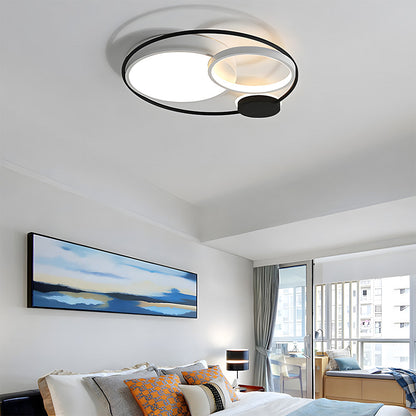 Plafonnier LED Encastré Circulaire Noir et Blanc
