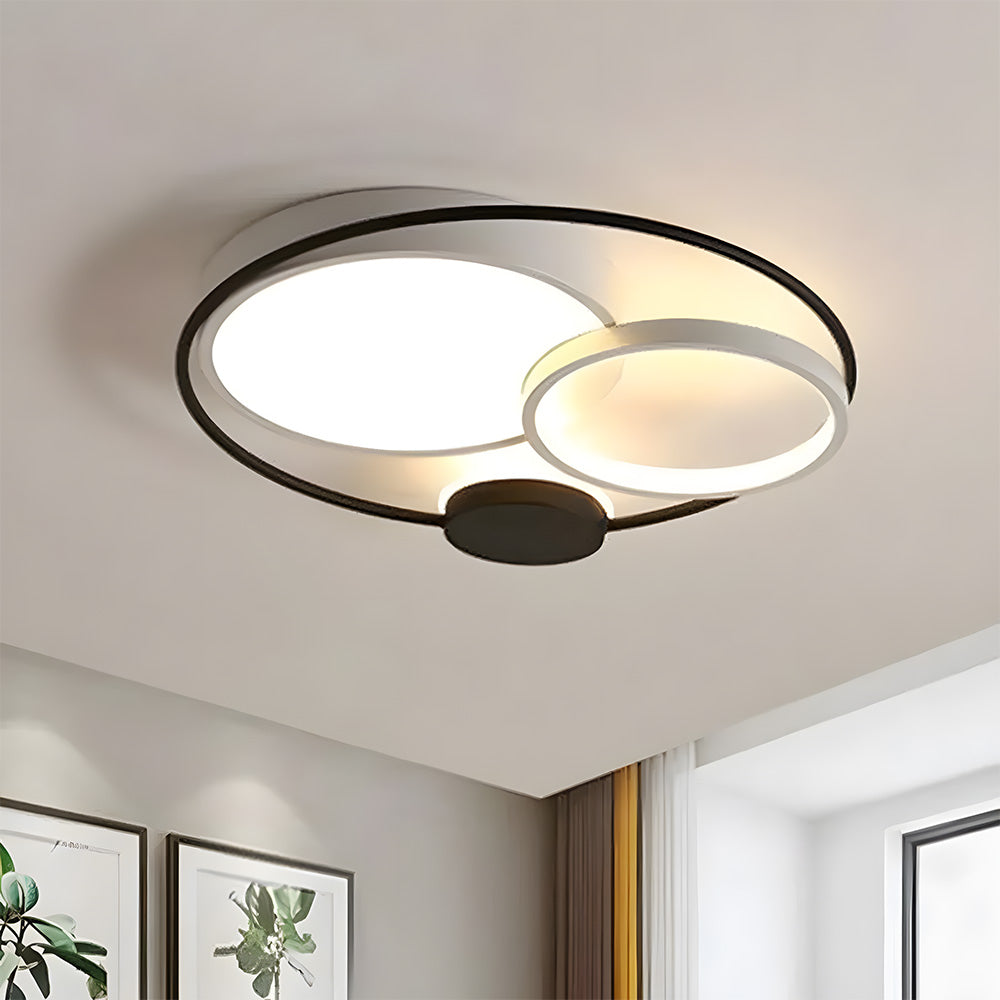 Plafonnier LED Encastré Circulaire Noir et Blanc