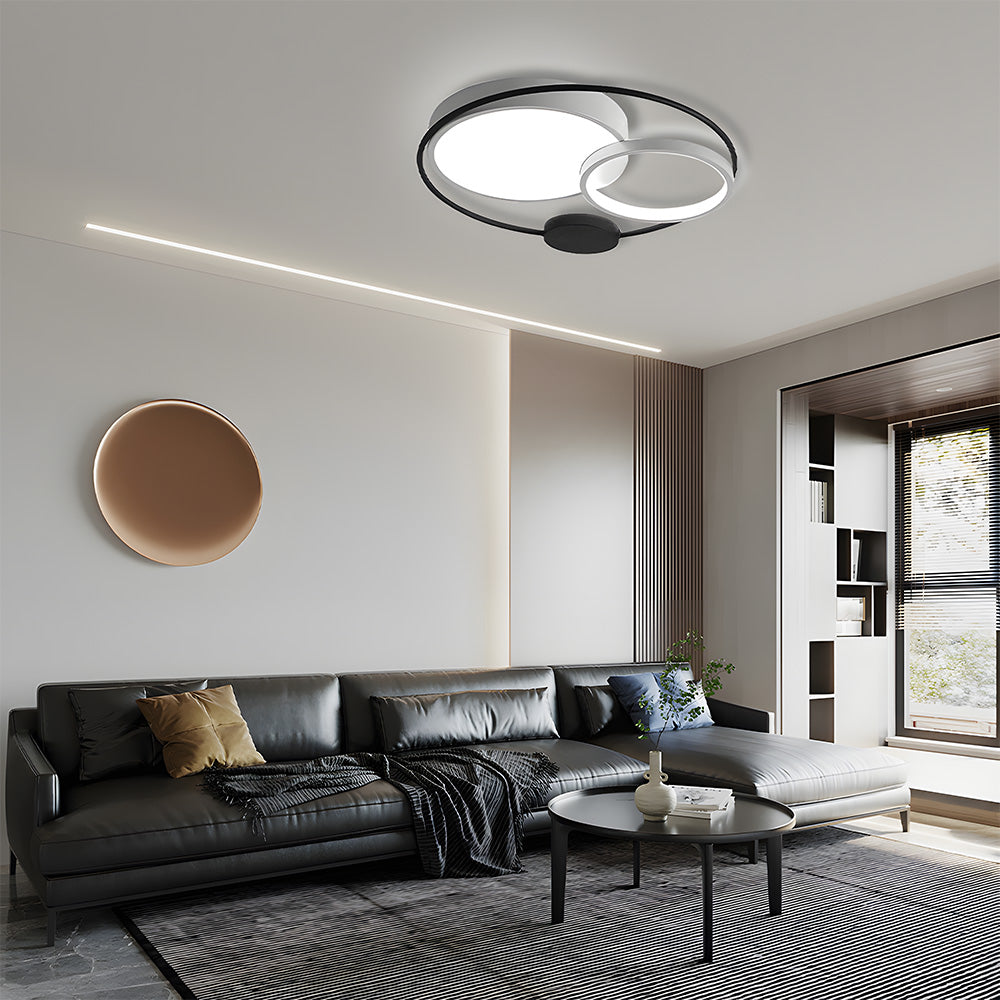 Plafonnier LED Encastré Circulaire Noir et Blanc