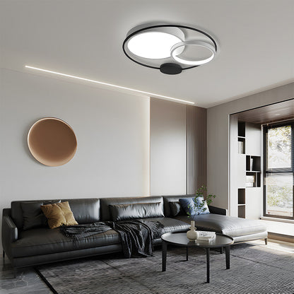 Plafonnier LED Encastré Circulaire Noir et Blanc