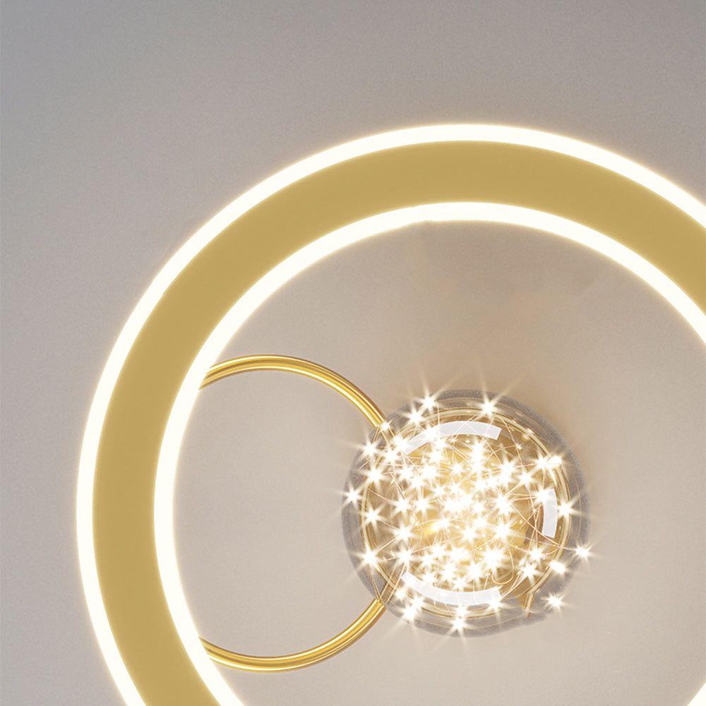 Lustre Plafond Verre Étoilé Doré - 3 Couleurs LED