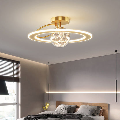 Lustre Plafond Verre Étoilé Doré - 3 Couleurs LED