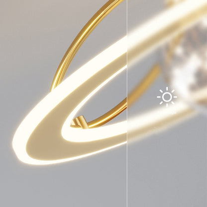Lustre Plafond Verre Étoilé Doré - 3 Couleurs LED