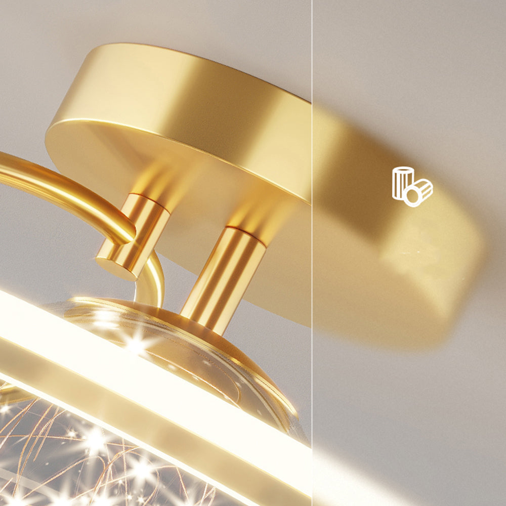 Lustre Plafond Verre Étoilé Doré - 3 Couleurs LED